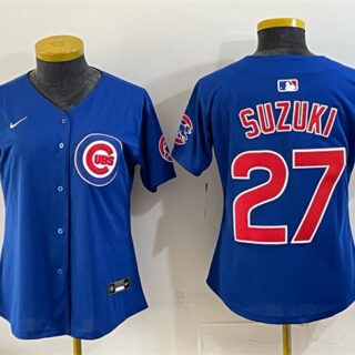 Women's Chicago Cubs #27 Seiya Suzuki Royal 'Ryne Sandberg Tribute' Vapor Limited V2 Stitched Baseball Jersey(Run Small)