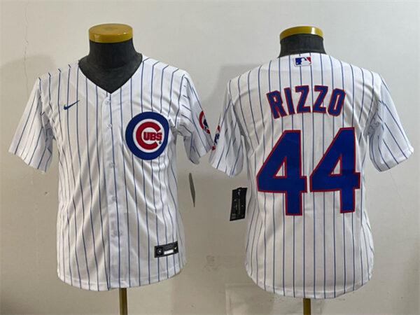 Women's Chicago Cubs #44 Anthony Rizzo White Stitched Baseball Jersey(Run Small)
