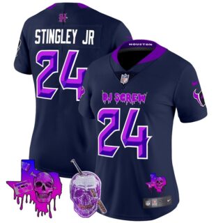 Women's Houston Texans #24 Derek Stingley Jr. Navy F.U.S.E. DJ Screw Vapor Limited Stitched Football Jersey (Run Small)