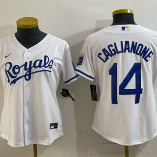 Women's Kansas City Royals #14 Jac Caglianone White Cool Base Stitched Jersey(Run Small)