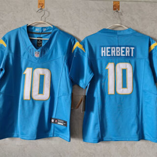 Women's Los Angeles Chargers #10 Justin Herbert Blue 2025 F.U.S.E. Alternate Vapor Limited Stitched Football Jersey(Run Small)