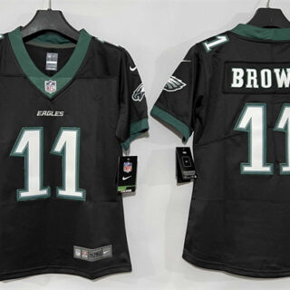 Women's Philadelphia Eagles #11 A. J. Brown Black New Vapor Untouchable Limited Stitched Football Jersey(Run Small)