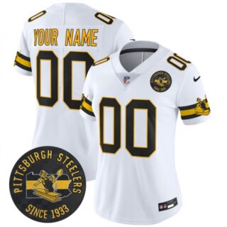 Custom Women's Pittsburgh Steelers Throwback 1933 Patch white Vapor Limited All Stitched Jersey