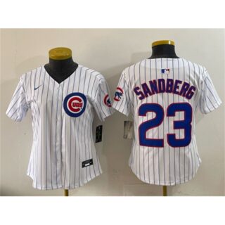 Youth Chicago Cubs #23 Ryne Sandberg White Home Limited Stitched Baseball Jersey