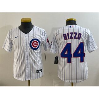 Youth Chicago Cubs #44 Anthony Rizzo White Cool Base Stitched Baseball Jersey