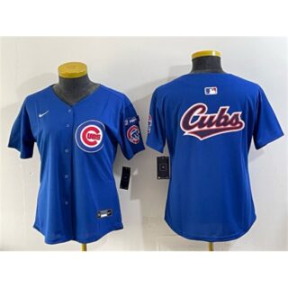 Youth Chicago Cubs Team Big Logo Royal 'Ryne Sandberg Tribute' Vapor Limited V3 Stitched Baseball Jersey