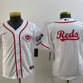Youth Cincinnati Reds Team Big Logo White 2025 Speedway Classic Stitched Baseball Jersey