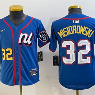 Youth National League #32 Jacob Misiorowski Blue 2025 All-Star Edition Limited Stitched Baseball Jersey