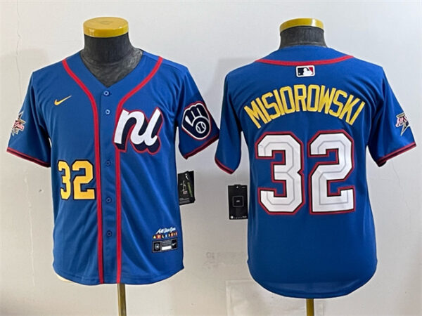 Youth National League #32 Jacob Misiorowski Blue 2025 All-Star Edition Limited Stitched Baseball Jersey