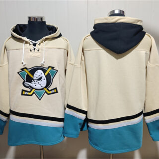 Men's Anaheim Ducks Blank Cream Ageless Must-Have Lace-Up Pullover Hoodie