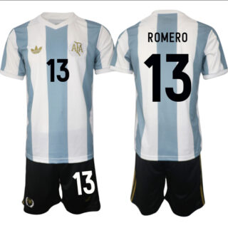 Men's Argentina #13 Cristian Romero White Blue 2024 25 50th Anniversary Home Soccer Jersey Suit