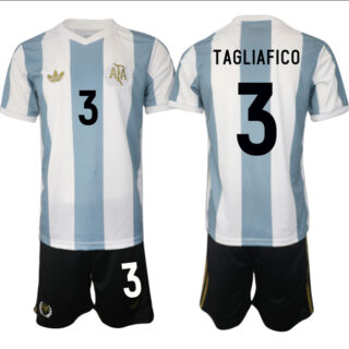 Men's Argentina #3 Nicolas Tagliafico White Blue 2024-25 50th Anniversary Home Soccer Jersey Suit