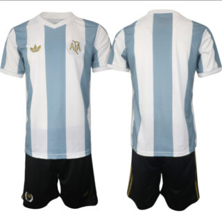 Men's Argentina Blank White Blue 2024-25 50th Anniversary Home Soccer Jersey Suit