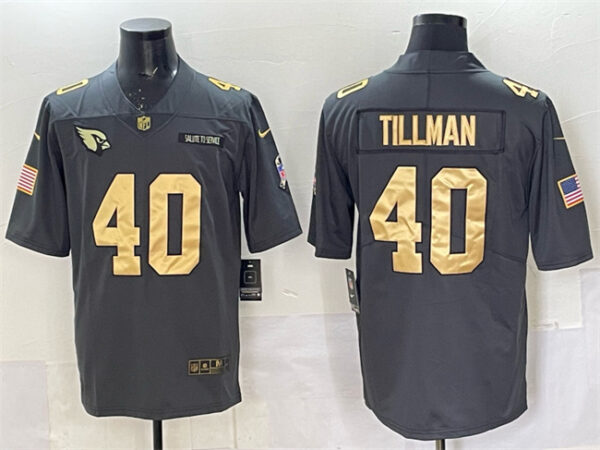 Men's Arizona Cardinals #40 Pat Tillman Grey Gold Salute To Service Limited Stitched Jersey