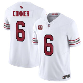 Men's Arizona Cardinals #6 James Conner White 2025 F.U.S.E. With 4-Star C Patch Vapor Untouchable Limited Stitched Jersey