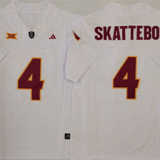 Men's Arizona State Sun Devils #4 Cam Skattebo White 2024 F.U.S.E. Vapor Limited Stitched Jersey