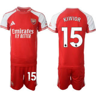 Men's Arsenal F.C #15 Jakub Kiwior Red 2025 Home Soccer Jersey Suit