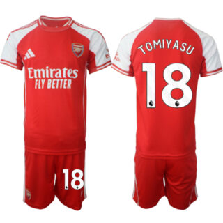 Men's Arsenal F.C #18 Takehiro Tomiyasu Red 2025 Home Soccer Jersey Suit