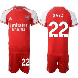 Men's Arsenal F.C #22 David Raya Red 2025 Home Soccer Jersey Suit