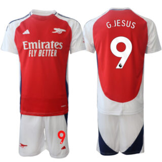 Men's Arsenal F.C #9 Gabriel Jesus Red 24 25 Home Soccer Jersey Suit