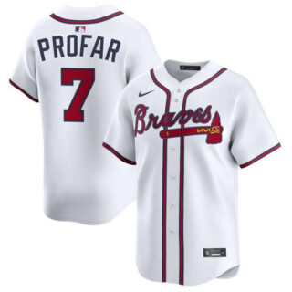 Men's Atlanta Braves #7 Jurickson Profar White 2025 Home Limited Stitched Baseball Jersey