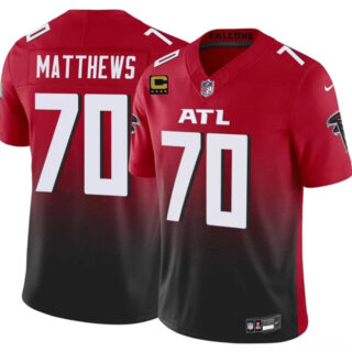 Men's Atlanta Falcons #70 Jake Matthews Red Black 2025 F.U.S.E With 4-Star C Patch Vapor Untouchable Limited Stitched Football Jersey