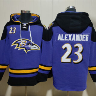 Men's Baltimore Ravens #23 Jaire Alexander Ageless Must-Have Lace-Up Pullover Hoodie