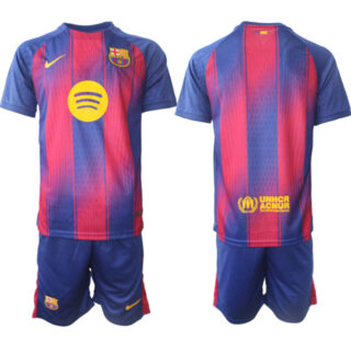 Men's Barcelona Custom Blue Red 2024-25 Home Soccer Jersey Suit