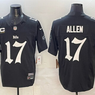 Men's Buffalo Bills #17 Josh Allen Black F.U.S.E. 'Gothic Cold Front Edition' With 4-Star C Patch Vapor Limited Stitched Football Jersey