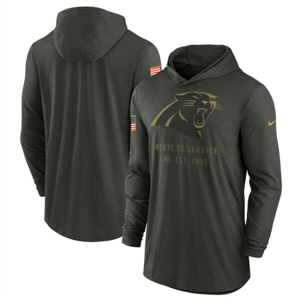 Men's Carolina Panthers Forest Green 2025 Salute to Service Sideline Dri-FIT Lightweight Pullover Hoodie