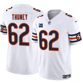 Men's Chicago Bears #62 Joe Thuney White 2025 F.U.S.E. With 1-Star C Patch Vapor Untouchable Limited Stitched Football Jersey