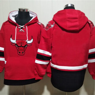 Men's Chicago Bulls Blank Red Ageless Must-Have Lace-Up Pullover Hoodie