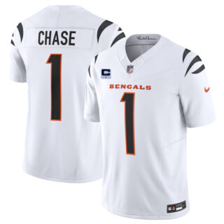 Men's Cincinnati Bengals #1 Ja'Marr Chase White 2025 F.U.S.E. With 1-Star C Patch Vapor Untouchable Limited Stitched Football Jersey