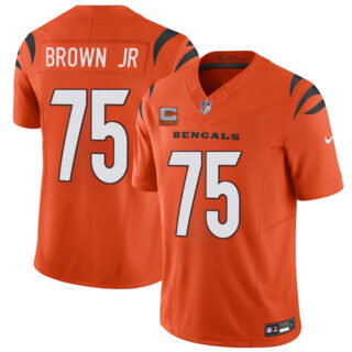 Men's Cincinnati Bengals #75 Orlando Brown Jr Orange 2025 F.U.S.E. With 2-Star C Patch Vapor Untouchable Limited Stitched Football Jersey