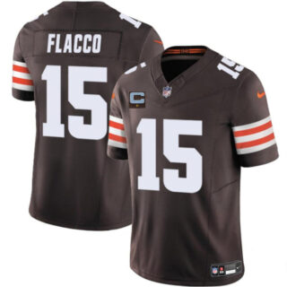Men's Cleveland Browns #15 Joe Flacco Brown 2025 F.U.S.E. With 1-Star C Patch Vapor Limited Stitched Football Jersey