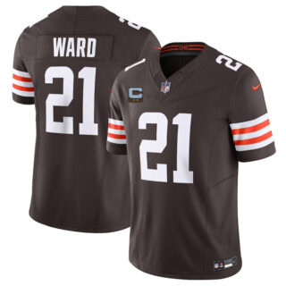 Men's Cleveland Browns #21 Denzel Ward Brown 2025 F.U.S.E. With 2-Star C Patch Vapor Limited Stitched Football Jersey