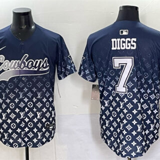 Men's Dallas Cowboys #7 Trevon Diggs Navy Limited Stitched Baseball Jersey