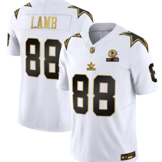 Men's Dallas Cowboys #88 CeeDee Lamb White Gold F.U.S.E. With Established In 1960 Patch Vapor Limited Stitched Football Jersey