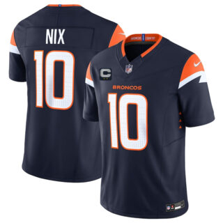 Men's Denver Broncos #10 Bo Nix Navy 2025 F.U.S.E. With 2-Star C Patch Vapor Limited Stitched Football Jersey