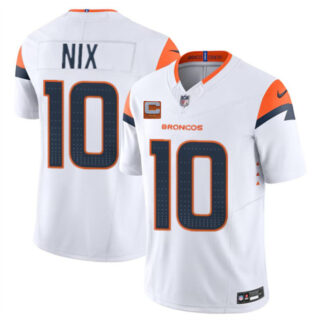 Men's Denver Broncos #10 Bo Nix White 2025 F.U.S.E. With 2-Star C Patch Vapor Limited Stitched Football Jersey