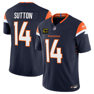 Men's Denver Broncos #14 Courtland Sutton Navy 2025 F.U.S.E. With 4-Star C Patch Vapor Limited Stitched Football Jersey