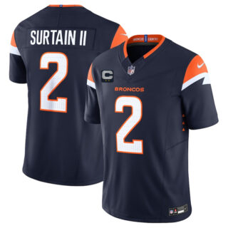Men's Denver Broncos #2 Pat Surtain II Navy 2025 F.U.S.E. With 2-Star C Patch Vapor Limited Stitched Football Jersey