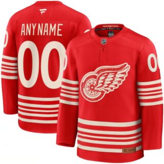Men's Detroit Red Wings Active Player Custom Red 2025 Centennial Premium Stitched Hockey Jersey