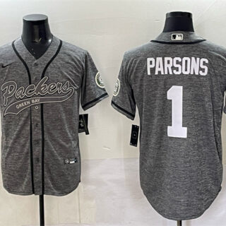 Men's Green Bay Packers #1 Micah Parsons Gray Cool Base Stitched Baseball Jersey
