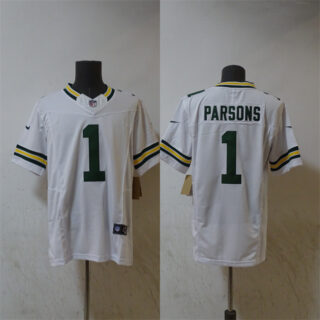 Men's Green Bay Packers #1 Micah Parsons White Vapor 2025 F.U.S.E. Limited Stitched Football Jersey