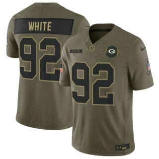 Men's Green Bay Packers #92 Reggie White Olive 2025 F.U.S.E. Salute to Service Limited Stitched Football Jersey