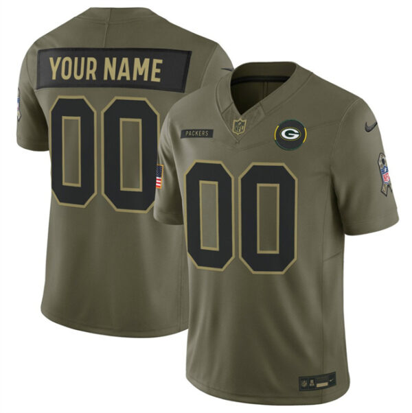 Men's Green Bay Packers Active Player Custom Olive 2025 F.U.S.E. Salute to Service Limited Stitched Football Jersey