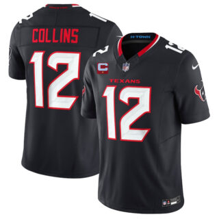 Men's Houston Texans #12 Nico Collins Navy 2025 F.U.S.E. With 1-Star C Patch Vapor Limited Stitched Football Jersey