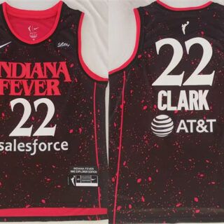 Men's Indiana Fever #22 Caitlin Clark Black Red Stitched Jersey