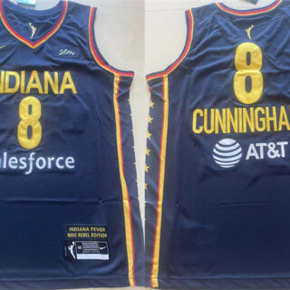 Men's Indiana Fever #8 Sophie Cunningham Navy Stitched Basketball Jersey